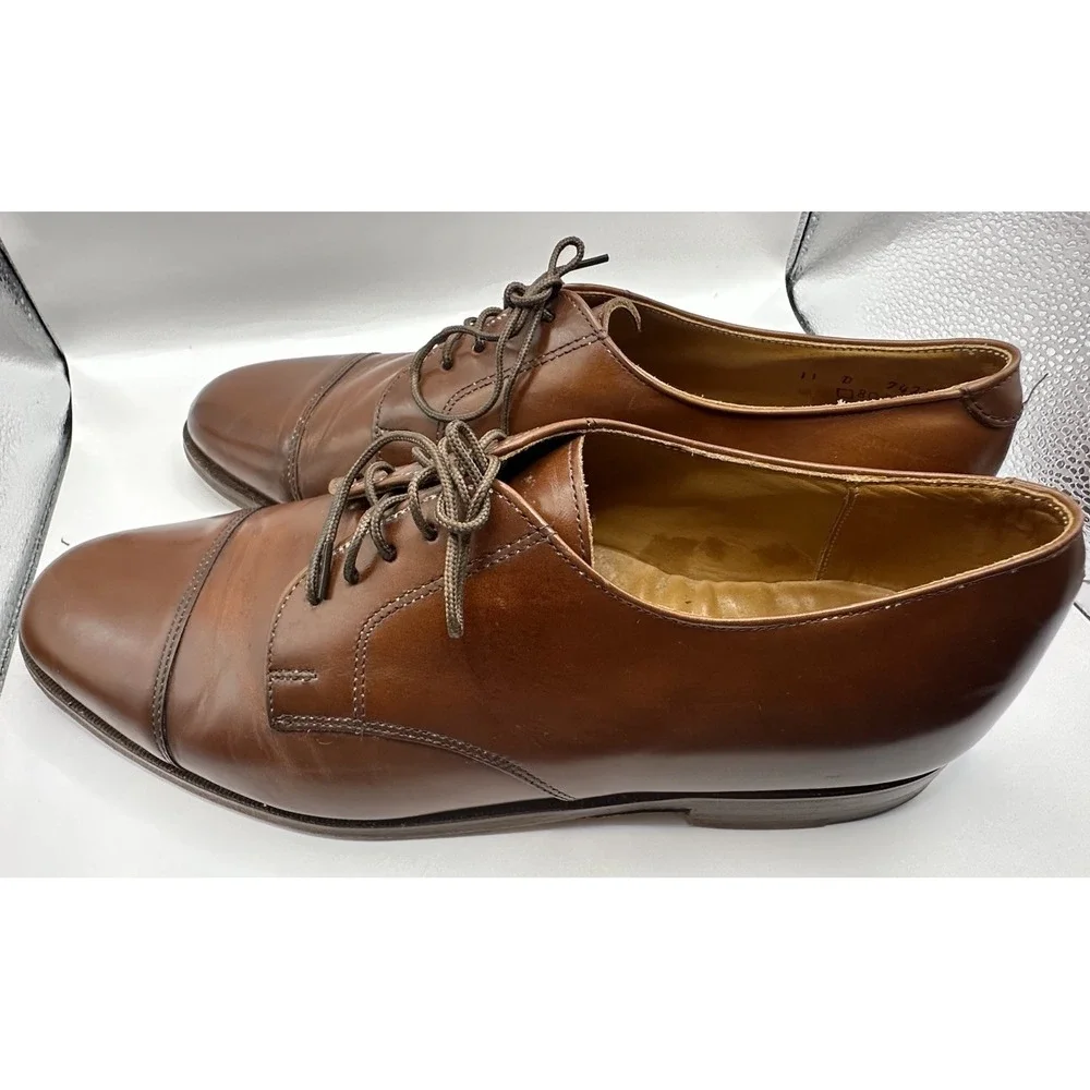 Cole Haan Cap Toe Brown Men's Size 11 D Dress Shoe Leather Lined Vintage USA